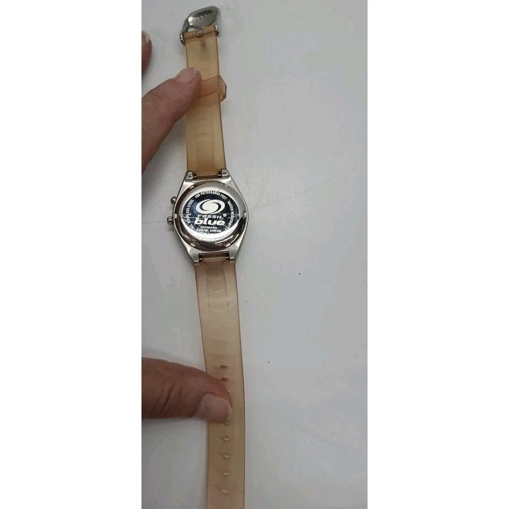 Vintage Fossil Blue AM 3609 Color Changing Dial Purple Green‎ New Battery Works
